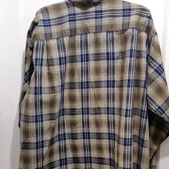 David Taylor Long Sleeve Button Casual Dress Shirt - XL - Blue, Green checkered - Picture 12 of 16